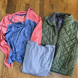 Lot of XL boys Vinyard Vines. Green Quilted Vest and Colorful Tops Set